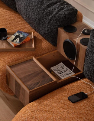 Orange Wohnzimmer Garnitur Stilvolle L-Form Couch Designer Polstersessel
