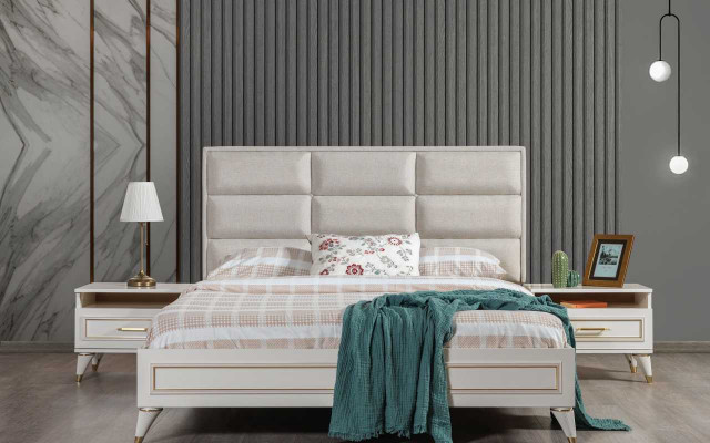 Schlafzimmer Designer Doppelbett Luxus Schminktisch Edler Hocker 7tlg