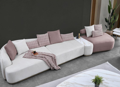 Wohnlandschaft Stoffsofa Rosa Großes Sofa Polstersofa Modern Sofas