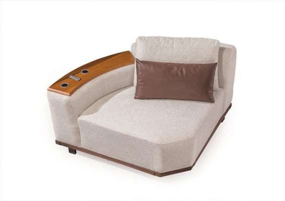Weißes Ecksofa Designer Wohnzimmer L-Form Couch Polstermöbel Holzgestell