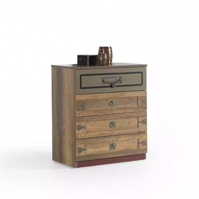 Garnitur Pirat Bettrahmen Jugendbett Holz Braun 3tlg Set Kinderzimmer
