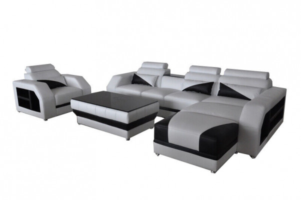 Design Ecksofa Couch Polster Garnitur Automatische Relax Funktion Sofa Neu Leder