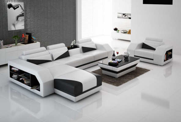 Design Ecksofa Couch Polster Garnitur Automatische Relax Funktion Sofa Neu Leder