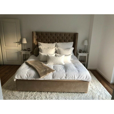 Chesterfield Bett Polster Doppel Hotel Betten Schlafzimmer 140x200cm Braun Neu