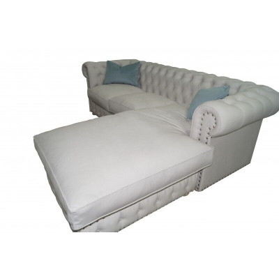 Sofa Samt Ecksofa Chesterfield Textil Stoff Eckcouch Polster Couch Eckgarnitur
