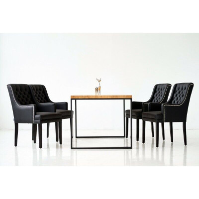 Brauner Metallgestell Esszimmer Tisch Designer x6 Chesterfield Polsterstühle 7tlg. Set