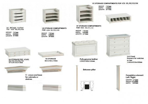 Element Model V1D-08 LP für Begehbarer Schrank Kleiderschrank Italienische Möbel