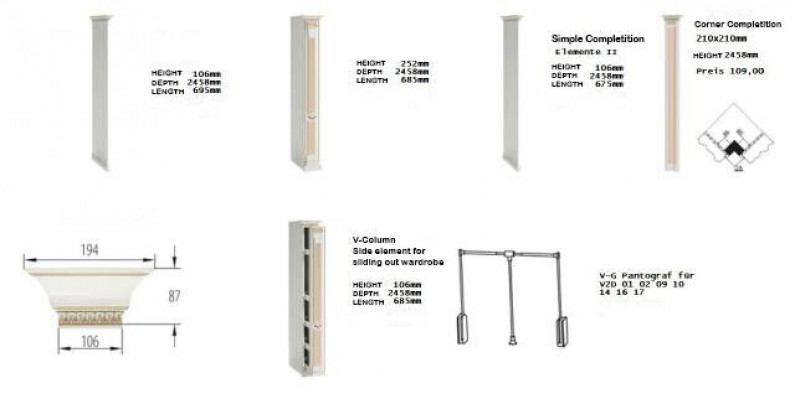 Element Model V1D-08 LP für Begehbarer Schrank Kleiderschrank Italienische Möbel