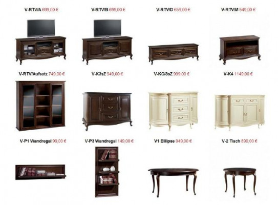 Klassische Vitrine Vitrinenschrank Schrank Echtholz Vitrinen V-W 3-4 Glasschrank