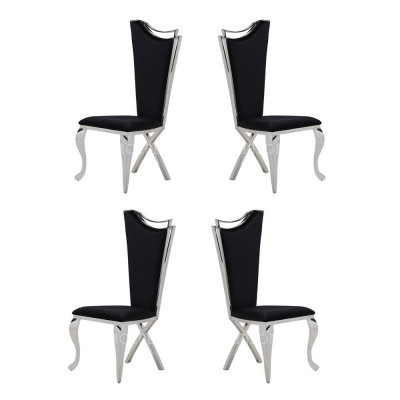 Set 4x Stühle Esszimmerstuhl Holz Luxus Esszimmer Stoff Modern Stühle