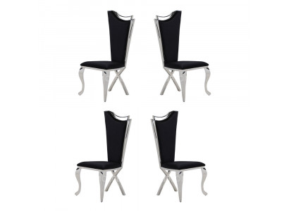 Set 4x Stühle Esszimmerstuhl Holz Luxus Esszimmer Stoff Modern Stühle