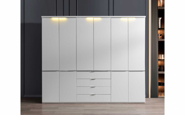 Weiße Schlafzimmer Möbel Textilbett Großer Kleiderschrank Nachttische