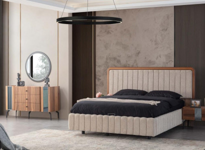 Helle Schlafzimmer Möbel Doppelbett Schminktisch Spiegel 2x Nachttische