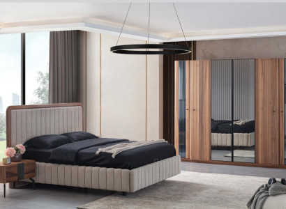 Exklusives Schlafzimmer Set Bett 2x Nachttische und Kleiderschrank 4tlg.