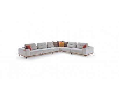 Graues Ecksofa Exklusives L-Form Garnitur Luxuriöse Wohnzimmer Möbel