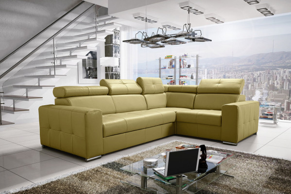 Ecksofa Couch Polsterung Wohnzimmer Leder L-Form Neu Modern Schwarz Design Sofas