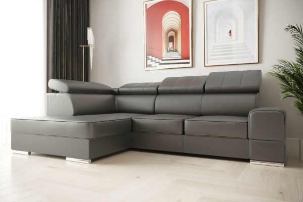 Hochwertiges Wohnzimmersofa Ecksofa L-Form Bett Funktion Textil Modern Couchen
