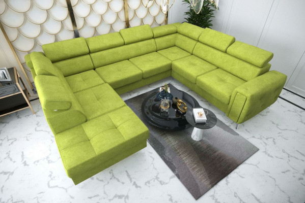 Sofa U-Form Stoffsofa Couch Wohnlandschaft Design Modern Leder Sofas Braun Neu