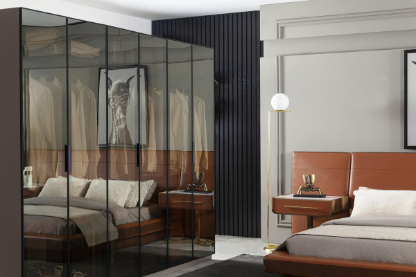 Schlafzimmer Komplett Set 5tlg. Möbel Bett Kleiderschrank Kommode Nachttische
