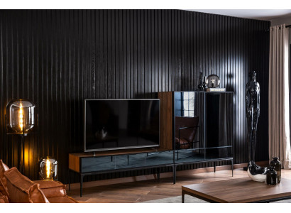 rtv Wohnwand mit Spiegel tv Fronten Schrank Schwarz Braune Schrank Wand