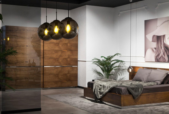 Großer Schwebetüren Schrank Kleiderschrank Brauner Kleiderschränke 265cm