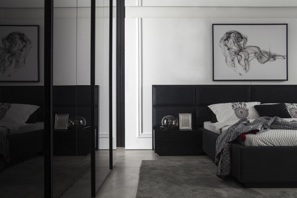 Schlafzimmer Garnitur 4tlg. in schwarz Luxusgarnitur mit Stauraum Neu