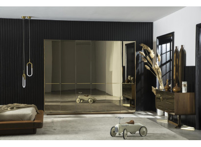 Schlafzimmer Kommode Kleiderschrank Möbel Einrichtung Glasschrank 2tlg.