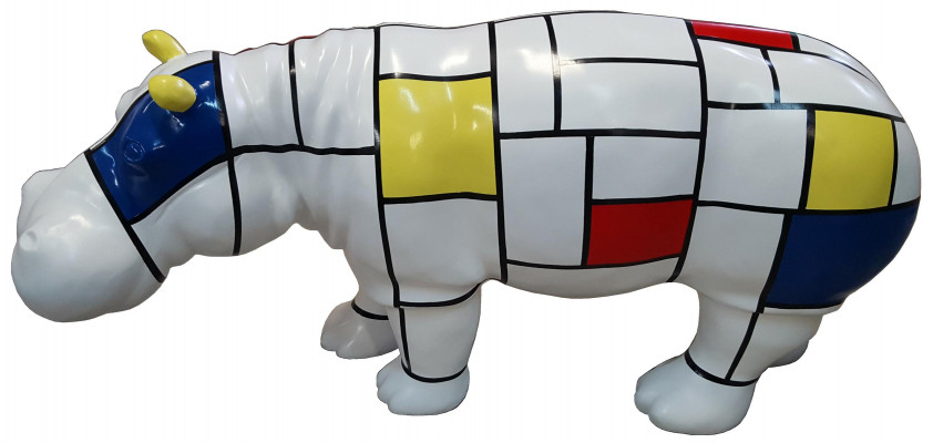 Bunt Abstrakte Figur Nilpferd 100 cm Moderne Dekoration Figuren echte handarbeit