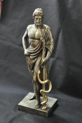 Statue Büste Eskulap mit Schlange Apotheke Arzt Skulptur Skulpuren Figuren 0042