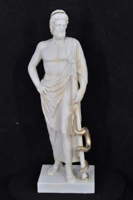 Statue Büste Eskulap mit Schlange Apotheke Arzt Skulptur Skulpuren Figuren 0042