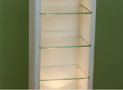  Design Vitrine Regal Glas Säule Vitrinen Regale CD Schrank Lampe 6894 Neu