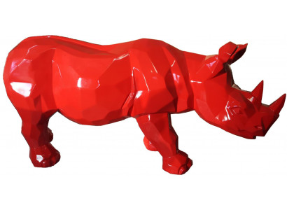 Roter Nashorn Figur Statue Figuren Statuen Skulptur Garten Dekoration Abstrakt