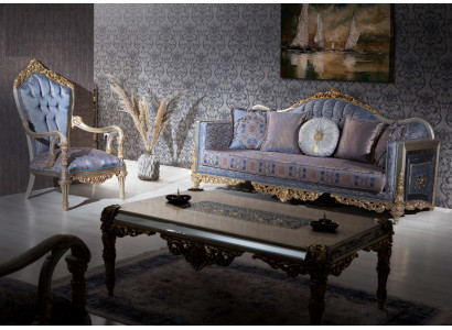 Barock Sofa Chesterfield 3+1 Sitzer Couchtisch Sofagarnitur Möbel Polster