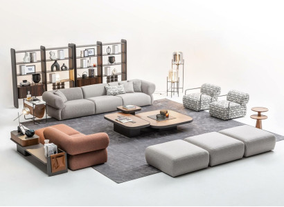 Großes Wohnzimmer Set Fünfsitzer Dreisitzer Sessel Hocker Sofagarnitur