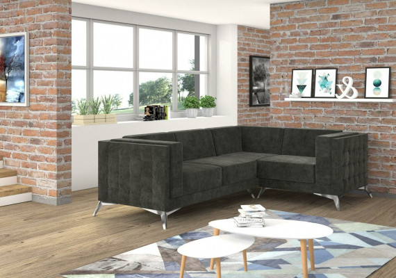 Chesterfield Ecksofa L-Form Stoff Couch Design Polster Sitz Textil Sofa Eck Neu