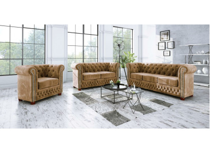 Chestgerfield Sofagarnitur Couch Polster Sitz Set 321 Sitzer Garnituren Couchen