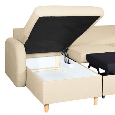 Ecksofa Sofa Polster Couch Wohnlandschaft U Form Bettfunktion Textil Stoff