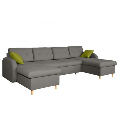 Design Ecksofa U-form Bettfunktion Couch Leder Textil Sofas Schlafsofa