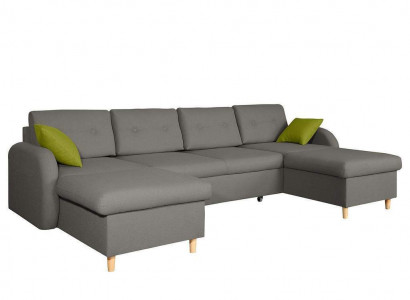 Design Ecksofa U-form Bettfunktion Couch Leder Textil Sofas Schlafsofa