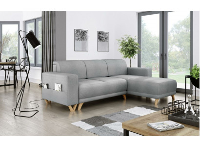 Design Ecksofa L-Form Sofa Couch Bettfunktion Schlafsofa Polster Textil