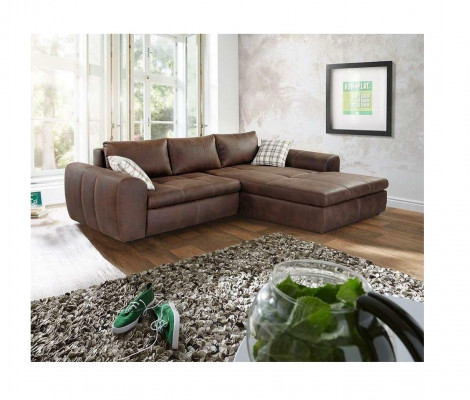 Big Sofa Couch Ecksofa Vintage xxl Polster Eck Garnitur Stoff Wohnlandschaft