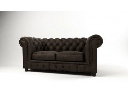 Chesterfield Couch 2 Sitzer Polster Sitz Textil Stoff Couchen Leder Sofas Sofa