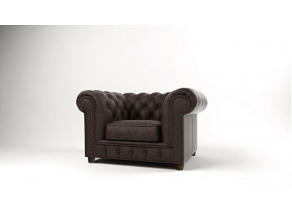 Sessel Fernseh Sitz Club Lounge Textil Leder Edler Design Chesterfield