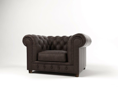 Sessel Fernseh Sitz Club Lounge Textil Leder Edler Design Chesterfield