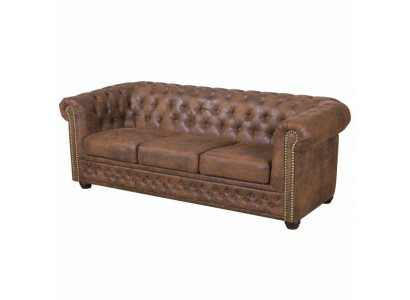 Chesterfield York Gobi 3 Sitzer Leder Couch Polster Sofas Couchen Neu