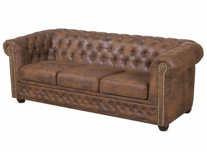 Chesterfield York Gobi 3 Sitzer Leder Couch Polster Sofas Couchen Neu