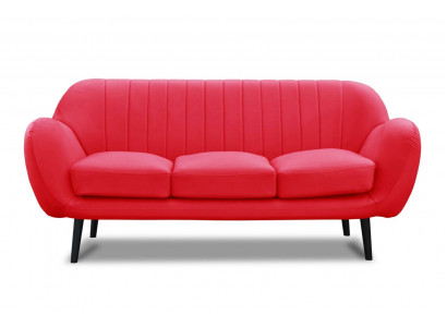 Dreisitzer Couch Polster Design Sofa 3er Sitz Sofas Zimmer Rot Luxus Couchen