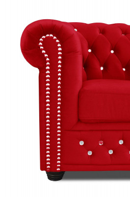 Chesterfield Textil Couch Polster 2Sitzer Stoff Sofas Couchen rote Zweisitzer
