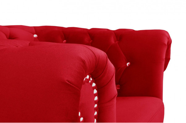 Chesterfield Textil Couch Polster 2Sitzer Stoff Sofas Couchen rote Zweisitzer
