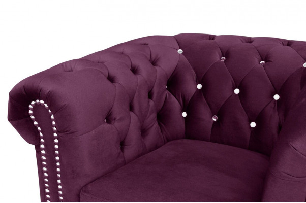 Chesterfield Textil Couch Polster 2Sitzer Stoff Sofas Couchen lila Zweisitzer